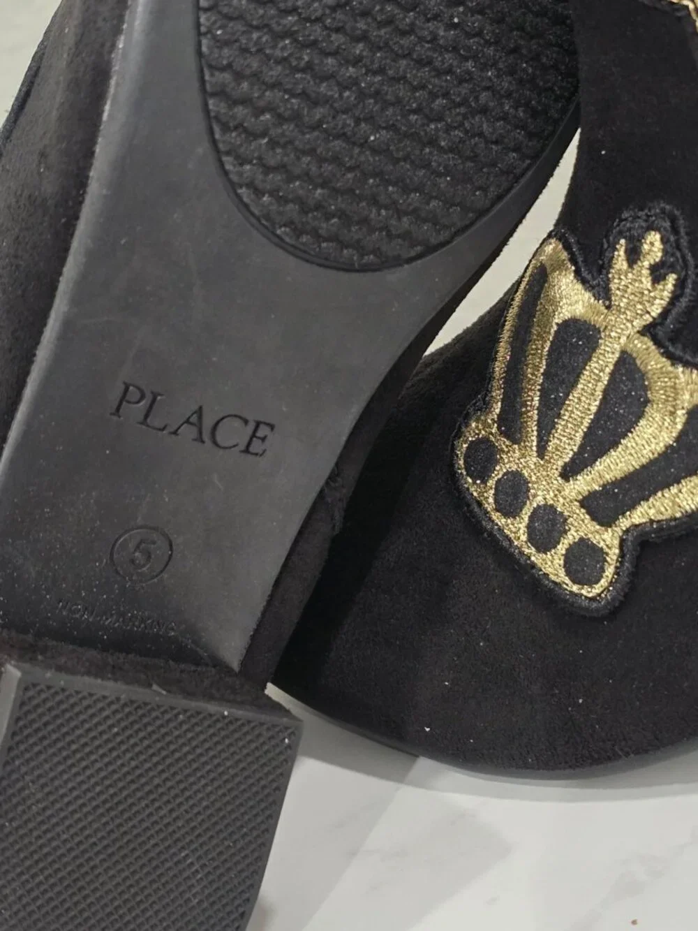 The Children’s Place ✦ Black Embroidered Ankle Boots ✦ Crown Star Bee Accents 5